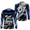 Anti-UV manches longues maillot motocross bleu noir Xtreme, design dirt bike extreme personnalisé