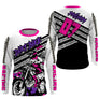Anti-UV manches longues maillot motocross rose fille Dirt Bike, design féminin personnalisé