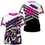 Anti-UV à capuche maillot motocross rose fille, lettrage Dirt Bike et numéro de course personnalisé