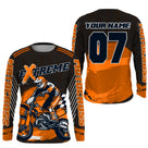 Anti-UV manches longues maillot motocross orange noir Xtreme, design dirt bike extreme personnalisé