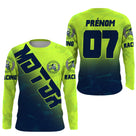 Anti-UV manches longues maillot motocross vert fluo bleu MX, design dirt bike racing personnalisé