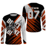 Anti-UV manches longues maillot motocross orange noir Dirt Bike, design dirt bike racing personnalisé