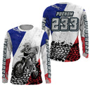 Anti-UV manches longues motocross France MX Cross, tenue piste avec prénom et numéro pour pilote