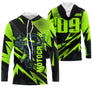 Anti-UV à capuche motocross vert lime noir, design dirt bike personnalisé pour compétiteur