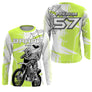 Anti-UV manches longues maillot motocross vert fluo Braap, design dirt bike wheelie personnalisé