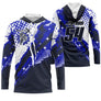 Maillot motocross bleu marine blanc avec éclats de peinture et lettrage MX, prénom et numéro 54 imprimés