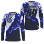 Anti-UV manches longues maillot motocross bleu marine MX, design dirt bike racing personnalisé