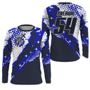 Anti-UV manches longues maillot motocross bleu marine MX, design dirt bike racing personnalisé