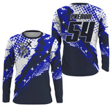 Maillot Cross Protection UV Bleu Marine, Cadeau Personnalisé Pilote Moto Cross, Courses Moto Tout-Terrain - 26122209MZ - Anti-UV T-shirt Manches Longues