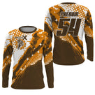Anti-UV manches longues maillot motocross marron orange MotoX, design dirt bike terre personnalisé