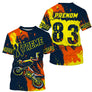 Anti-UV à capuche maillot motocross jaune bleu, lettrage Xtreme et numéro de course personnalisé