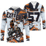 Maillot motocross blanc orange avec moto cross et lettrage Extreme Motocross, prénom et numéro 57 imprimés