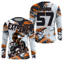 Anti-UV manches longues maillot motocross blanc orange Extreme, design dirt bike racing personnalisé