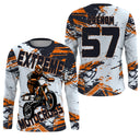 Anti-UV manches longues maillot motocross blanc orange Extreme, design dirt bike racing personnalisé