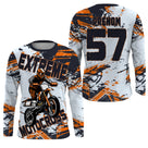 Anti-UV manches longues maillot motocross blanc orange Extreme, design dirt bike racing personnalisé
