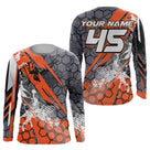 Anti-UV manches longues maillot motocross gris orange Xtreme, design dirt bike hexagonal personnalisé