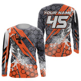 Maillot Cross Personnalisé Gris Orange, Cadeau Pilote Moto Cross, Courses Tout-Terrain Extreme - MZ04012301 - Anti-UV T-shirt Manches Longues