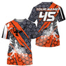 Maillot Cross Personnalisé Gris Orange, Cadeau Pilote Moto Cross, Courses Tout-Terrain Extreme - MZ04012301 - T-shirt Col Rond