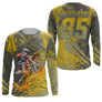 Anti-UV manches longues maillot motocross jaune kaki vintage, design dirt bike rétro personnalisé