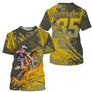 Anti-UV à capuche maillot motocross jaune kaki, motif vintage et numéro de course personnalisé