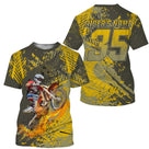 Anti-UV à capuche maillot motocross jaune kaki, motif vintage et numéro de course personnalisé