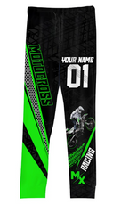 Pantalon motocross MX Racing all-over vert noir, tenue assortie pour pilote tout-terrain