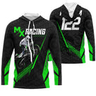 Anti-UV à capuche motocross MX Racing vert fluo, design dirt bike personnalisé pour compétiteur