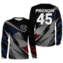 T-shirt manches longues motocross noir tricolore Work Less Ride More, design hexagonal personnalisable