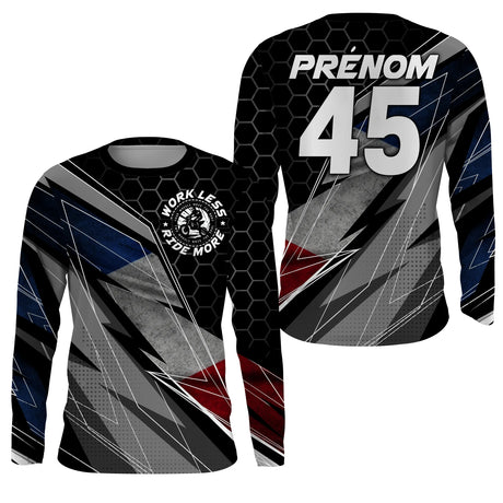 Maillot De Motocross MX Racing Personnalisé, Drapeau France, Cadeau Fan Motos Tout-Terrain - CT15122230 T-shirt Anti UV Manches Longues Unisexe