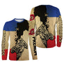 T-shirt manches longues motocross France beige vintage, design dirt bike personnalisable prénom