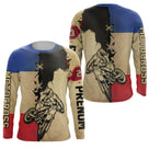Anti-UV manches longues motocross France tricolore beige, tenue piste avec prénom et numéro