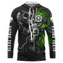 Anti-UV à capuche motocross noir vert tribal crâne, design freestyle personnalisé pilote rock