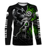 T-shirt manches longues motocross crâne mort vert, design rock dirt bike personnalisable texte