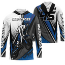 Anti-UV à capuche motocross bleu noir extreme, design dirt bike personnalisé pour freestyle