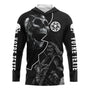 Anti-UV à capuche motocross noir tribal crâne biker, design rock personnalisé pour pilote