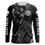 Anti-UV manches longues motocross crâne biker noir, tenue piste avec double texte personnalisé