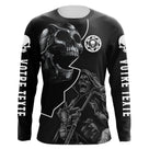 Anti-UV manches longues motocross crâne biker noir, tenue piste avec double texte personnalisé