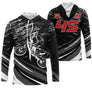Anti-UV à capuche motocross noir blanc épuré, design dirt bike minimaliste personnalisé