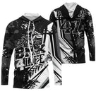 Anti-UV à capuche BMX noir blanc rider, design freestyle personnalisé pour amateur dirt jump