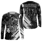 Anti-UV manches longues BMX noir blanc Life, tenue skatepark avec prénom et numéro pour rider