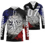 Anti-UV à capuche motocross France blanc rouge bleu, design dirt bike épuré personnalisé