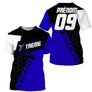 Maillot motocross extreme bleu noir hexagonal avec lettrage Motocross et prénom numéro 09 imprimés
