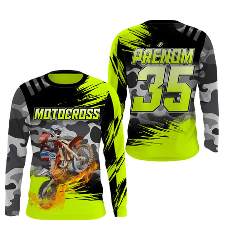 Maillot Cross Protection UV Personnalisé, MX Extrême Tout-Terrain Passion, Dirt Bike Racing - CT19122234 - Anti-UV Tshirt manches longues