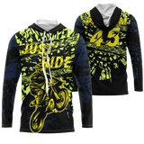 Maillot Cross Protection UV Vert Jaune, Cadeau Personnalisé Fan Moto Tout-Terrain - CT20122215 - Anti-UV T-Shirt à capuche Unisexe