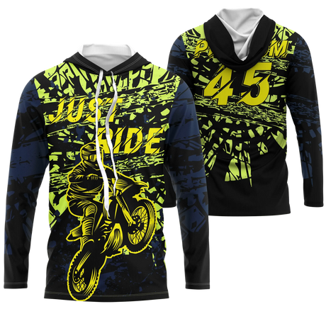 Maillot Cross Protection UV Vert Jaune, Cadeau Personnalisé Fan Moto Tout-Terrain - CT20122215 - Anti-UV T-Shirt à capuche Unisexe