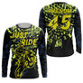 Anti-UV manches longues motocross jaune fluo Just Ride, tenue piste avec prénom et numéro