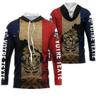 Anti-UV à capuche motocross France double crâne, design rock patriotique personnalisé pour pilote