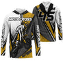 Anti-UV à capuche motocross blanc jaune doré, design dirt bike personnalisé pour compétiteur