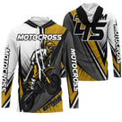 Anti-UV à capuche motocross blanc jaune doré, design dirt bike personnalisé pour compétiteur