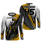 Anti-UV manches longues motocross jaune or Extreme, tenue piste avec prénom et numéro pour pilote